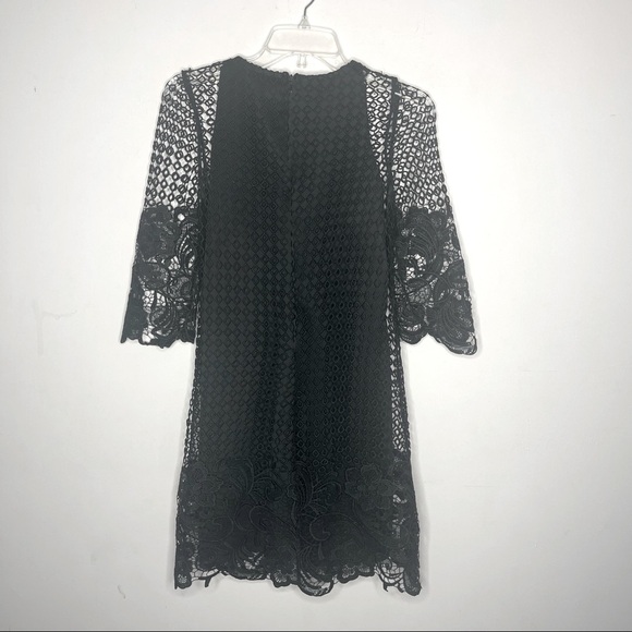 🔥 🆕 $98 ZARA Black Crochet Floral Dress size M - Picture 3 of 9